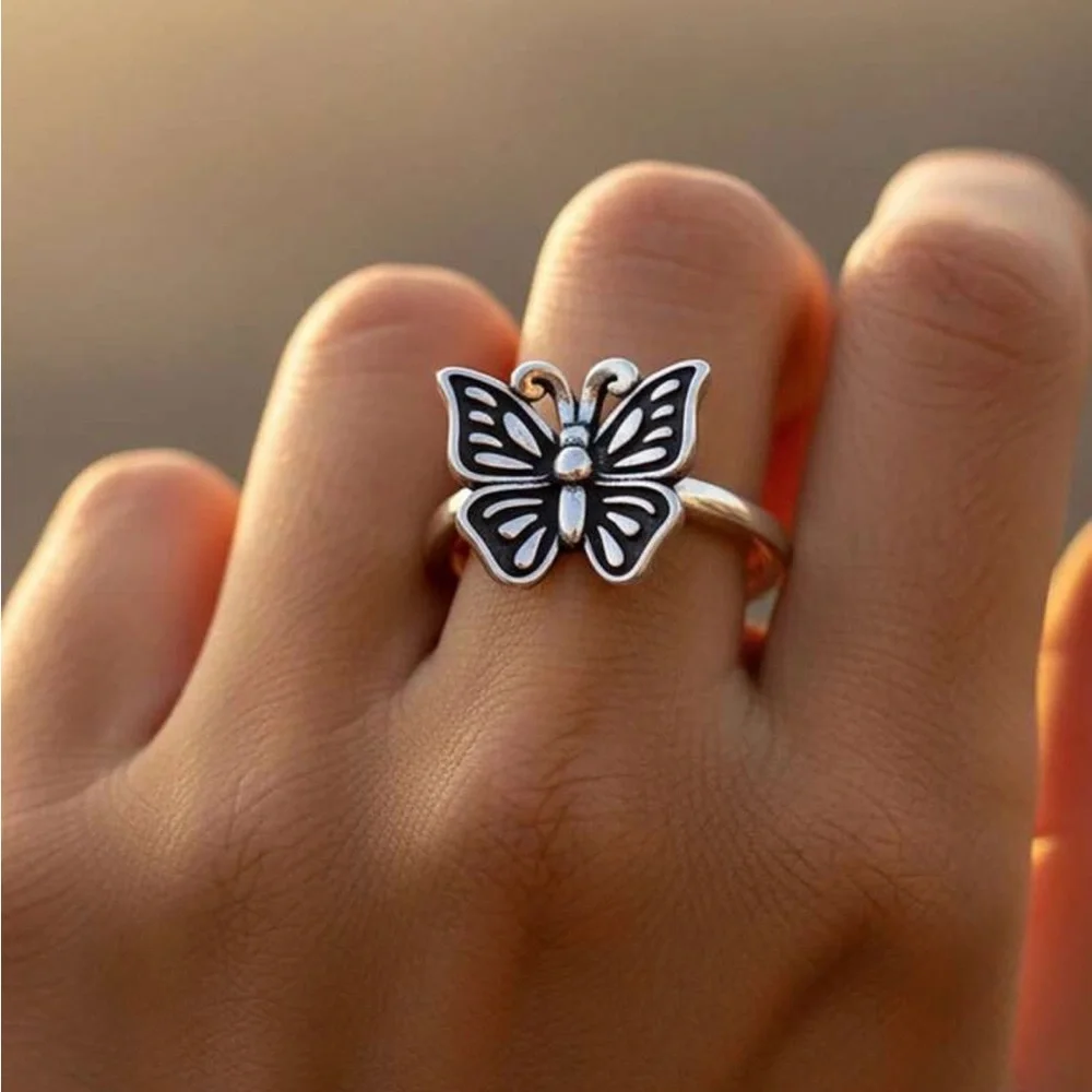 New Elegant Sterling Silver Butterfly Ring Size #9